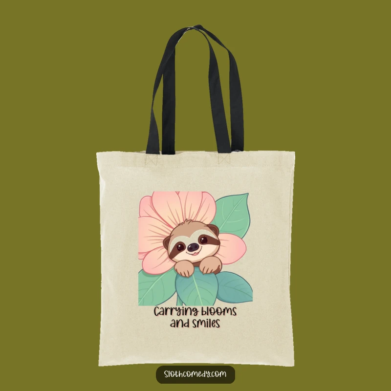 Funny Sloth Tote Bag: Flower Peek, Carry Smiles, Perfect Funny Gift!