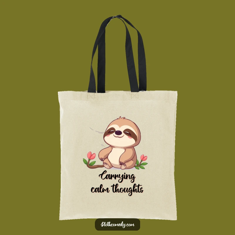 Funny Peaceful Sloth Tote Bag: Carry Your Calmness, a Relaxing Funny Gift