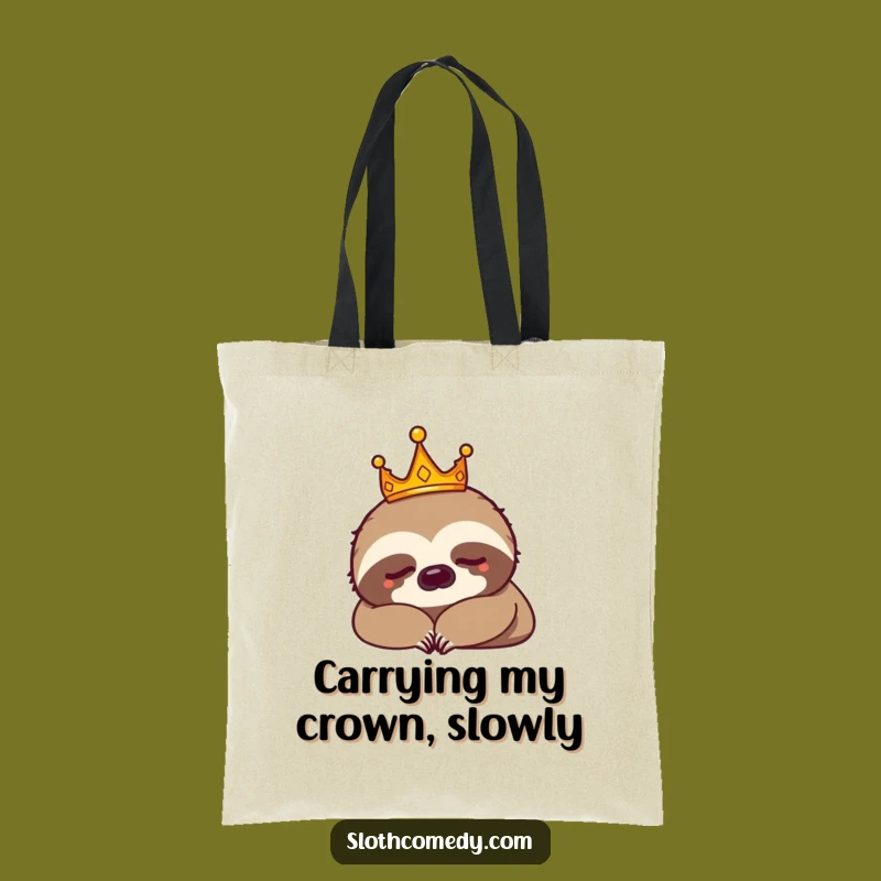 Funny Sloth King Crown Nap Tote Bag: Hilarious Royal Accessory Gift for Shoppers