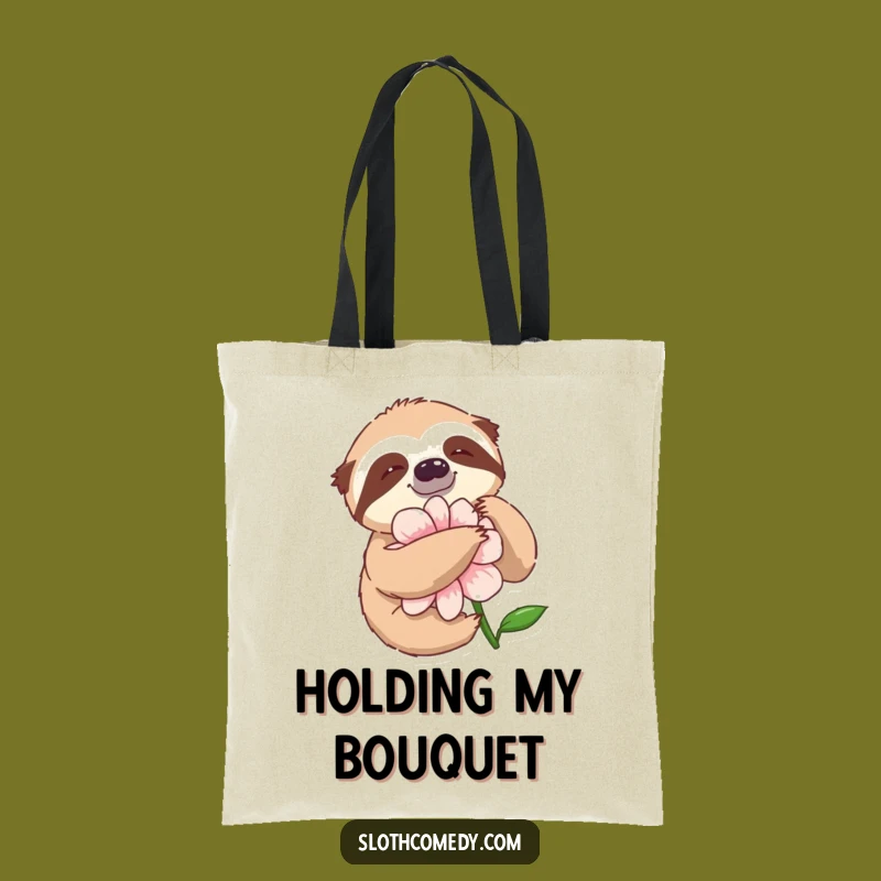 Funny Sloth Flower Hug Tote Bag: Carry Your Essentials with This Hilarious Nature Companion