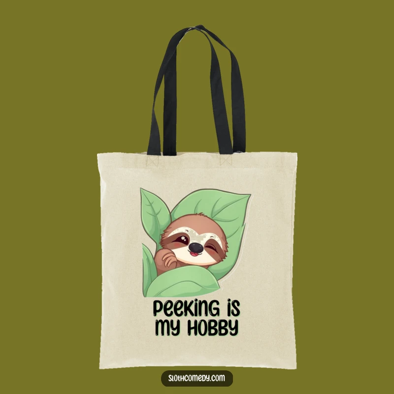 Funny Sloth Tote Bag: Curious Leaf Peek, Slow Blink Style, a Chic Funny Gift