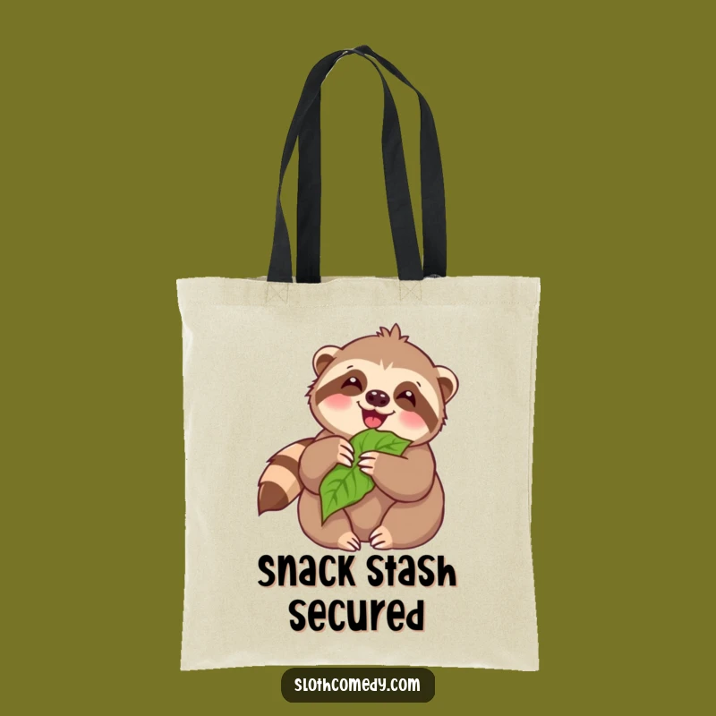 Funny Kawaii Sloth Munching Tote Bag - Joyful Snack Humor Bag
